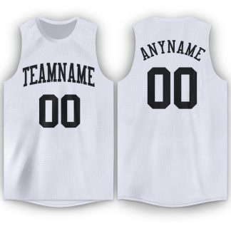 Custom White Black Round Neck Basketball Jersey